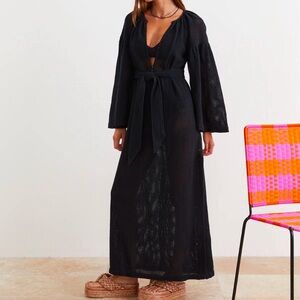 Boteh Citrine Net Maxi Smock Dress Black Size 1 US 4 Beach Vacation Luxury Swim